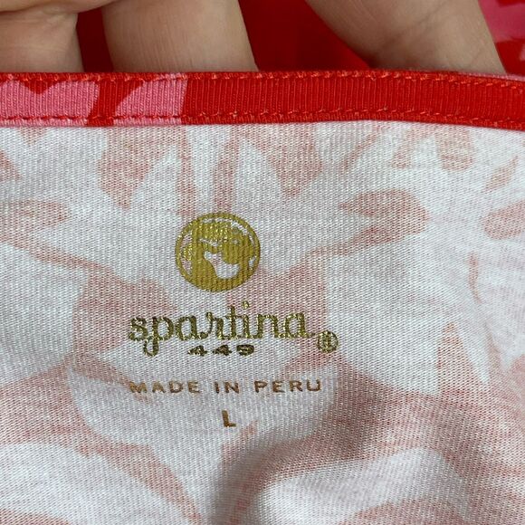 Spartina 449 Blakelynn Midi Dress Drawstring Cotton Knit Red Floral Large Resort - Picture 15 of 16